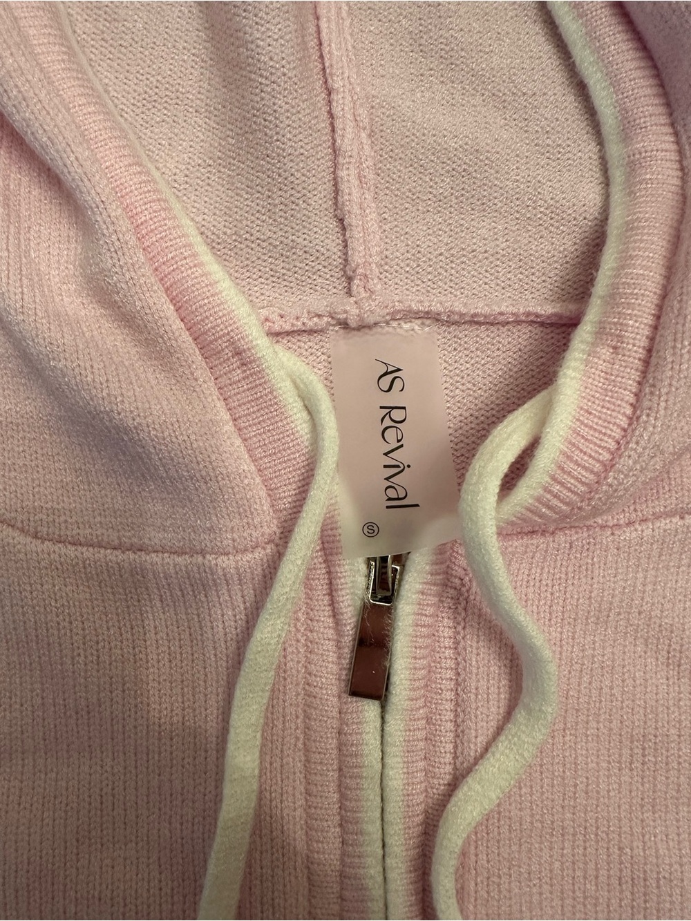 AS Revival Women’s Pink Cropped Zip-Up Hoodie - Soft Knit - Picture 3 of 7